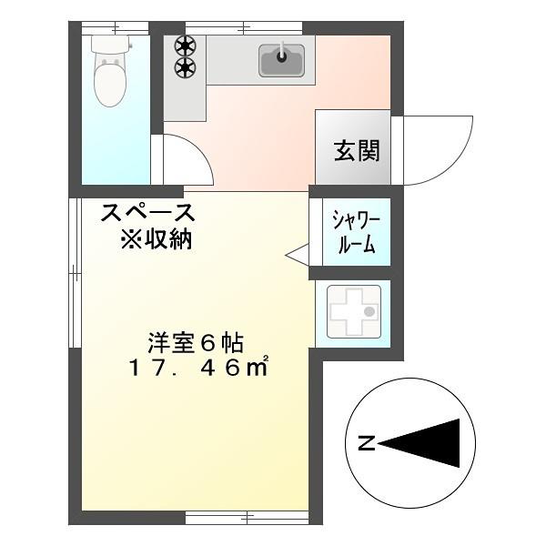 恵明荘(ワンルーム/2階)の間取り写真