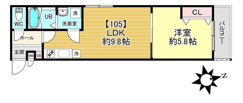 深草小久保町 アパート(1LDK/1階)の間取り写真
