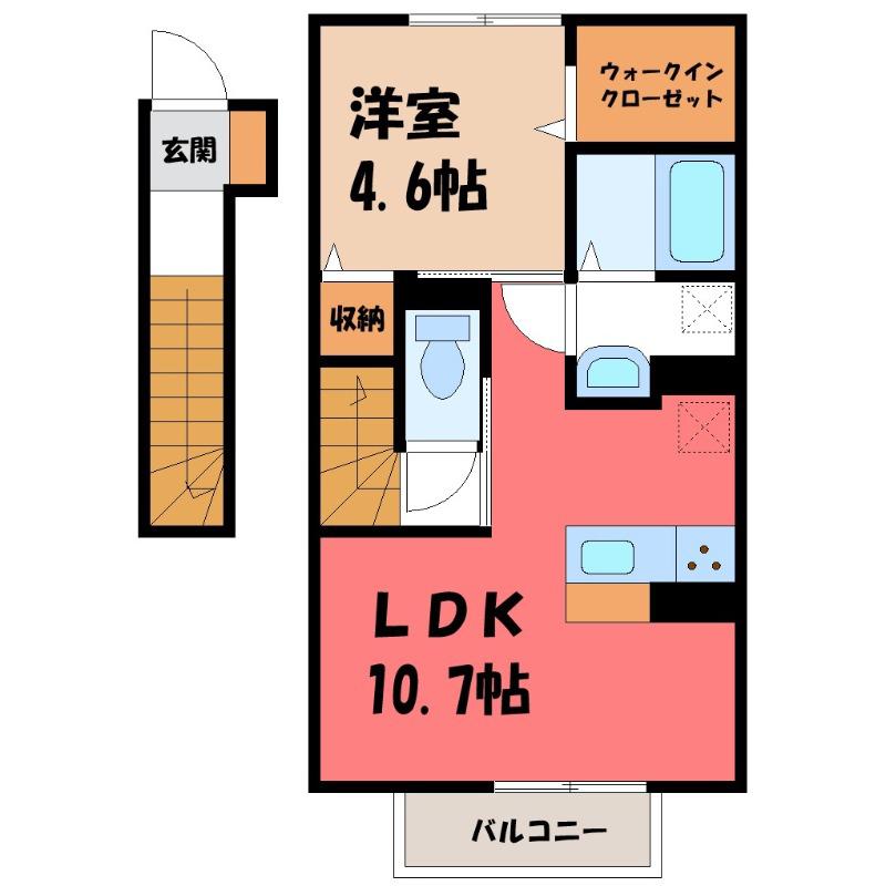 セプトガーデン古市町(1LDK/2階)の間取り写真