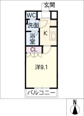 パリス青塚(1K/2階)の間取り写真