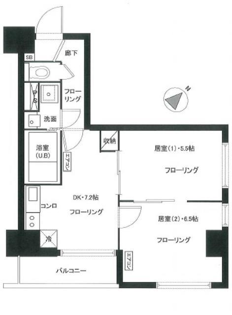 セイコーガーデン11大塚(2DK/8階)の間取り写真