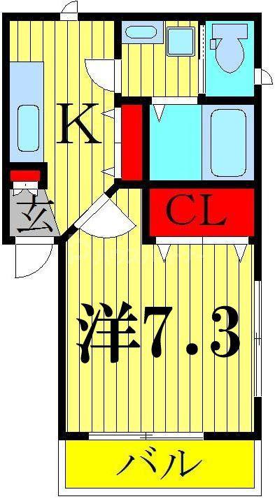 AK IX(1K/1階)の間取り写真