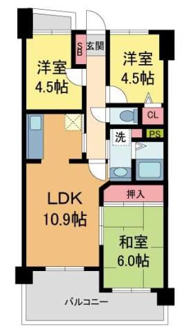 NEOダイキョー逆瀬川(3LDK/2階)の間取り写真