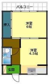 パンダ港町(2K/3階)の間取り写真