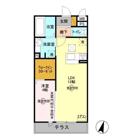 ロイジェントパークスレイクタウンH(1LDK/1階)の間取り写真