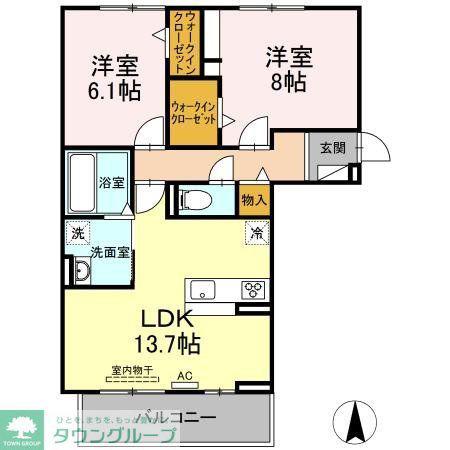 ファミール2(2LDK/1階)の間取り写真