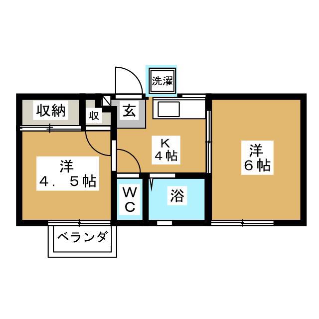 平成ハイツ(2K/1階)の間取り写真