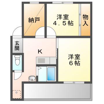 ドミールサニー緑町(2SK/4階)の間取り写真
