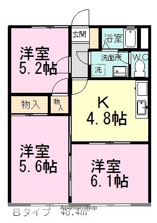 ロジュマンA(3K/1階)の間取り写真