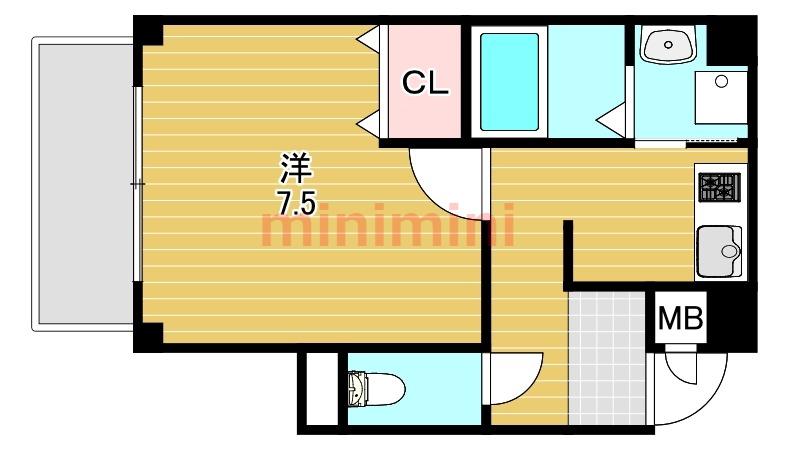 KUROSEマンション(1K/1階)の間取り写真