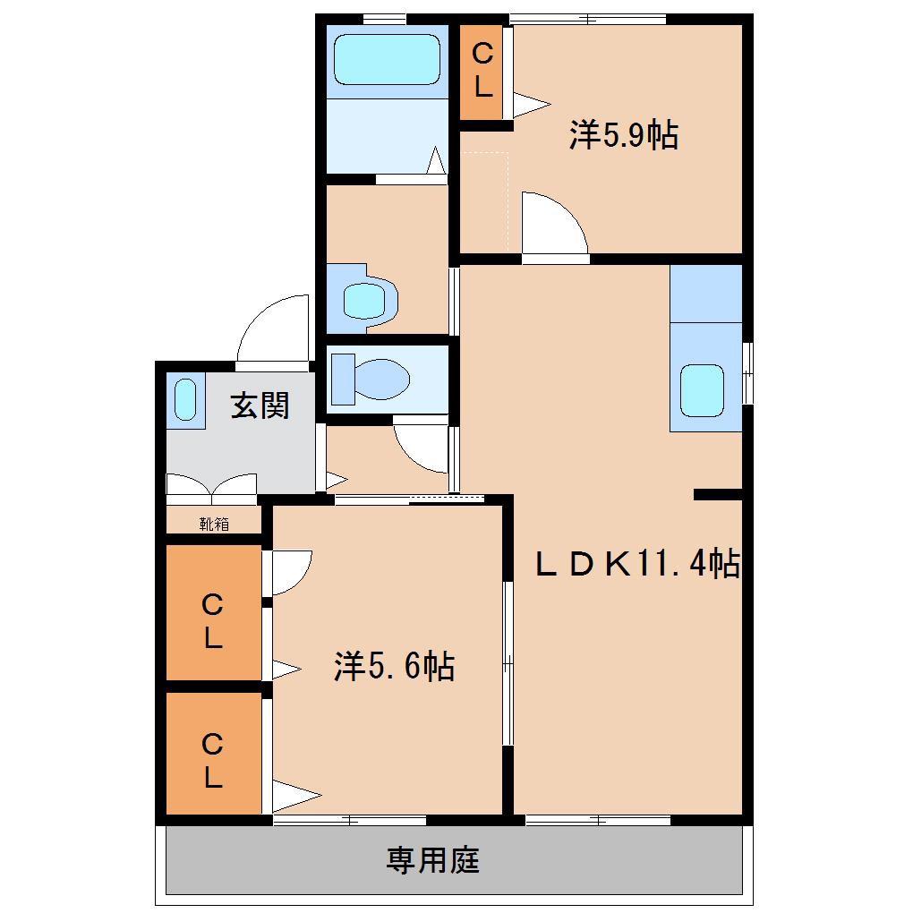 アンシャンテ(2LDK/2階)の間取り写真