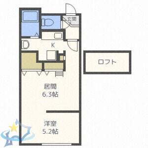 MODULOR中島公園2ND(1LDK/1階)の間取り写真