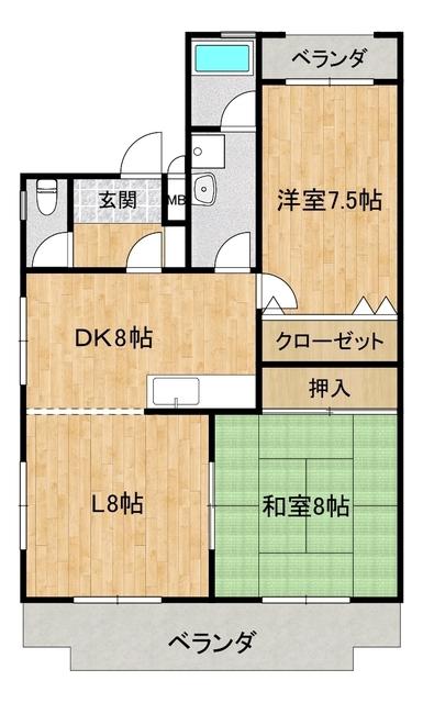 MERUMO(2LDK/1階)の間取り写真