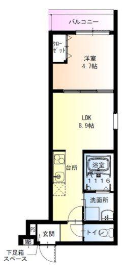 フジパレス鴫野東ウエスト(1LDK/3階)の間取り写真