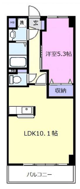アーバンヒルズ城山(1LDK/6階)の間取り写真
