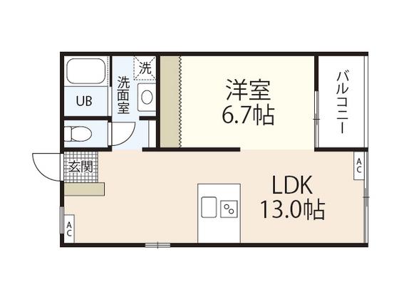 Y.KFLAT A(1LDK/1階)の間取り写真