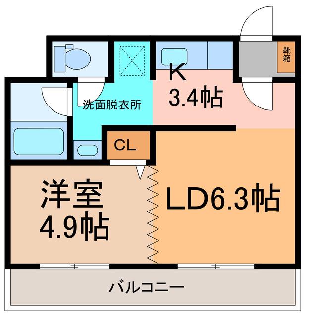ラ・ヴィレット(1LDK/3階)の間取り写真