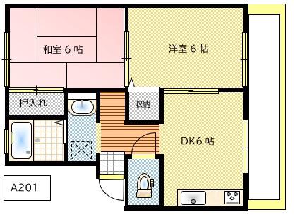 マイセジュールA(2DK/2階)の間取り写真