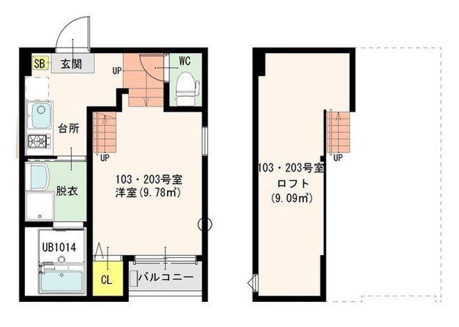 EXA博多竹下(1K/2階)の間取り写真
