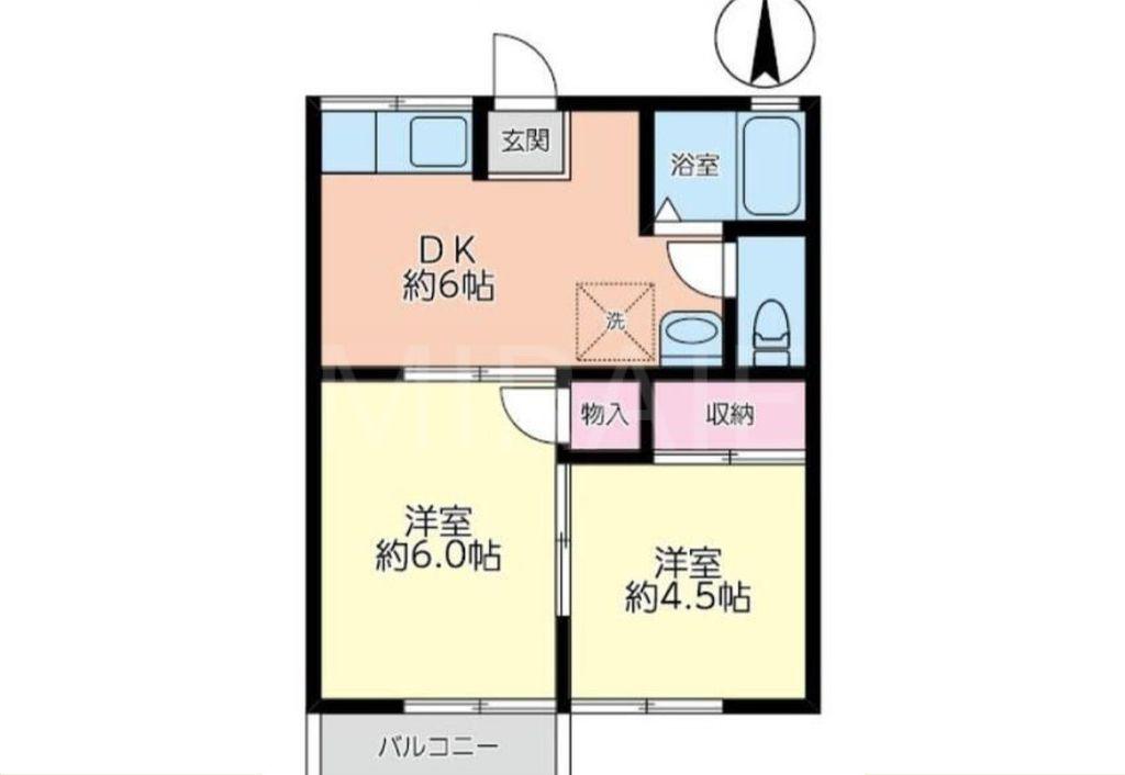 グランツ(2DK/2階)の間取り写真