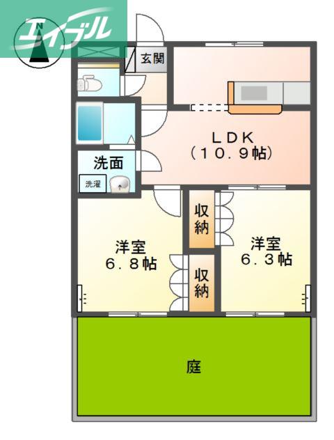 リープクレセント(2LDK/1階)の間取り写真