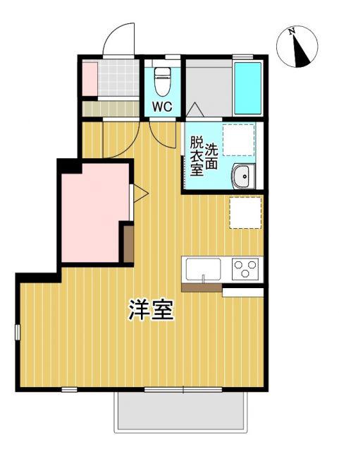 A-ROOMII(ワンルーム/1階)の間取り写真