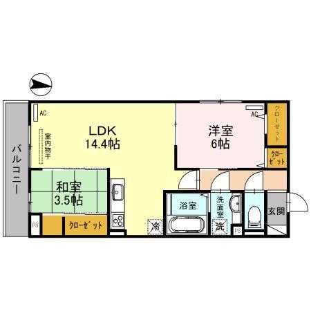 CLASHIST中宮サウス(2LDK/2階)の間取り写真