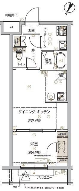 ARCOBALENO SHIMURASAKAUE(1LDK/2階)の間取り写真