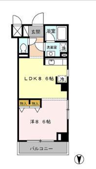 シャンティオン(1LDK/2階)の間取り写真