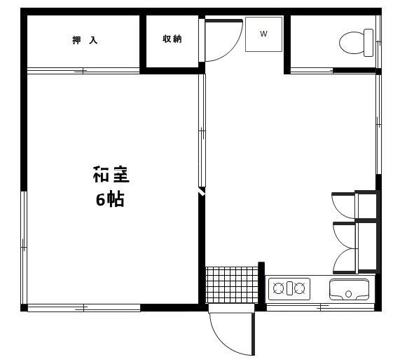 越路荘(1K/2階)の間取り写真
