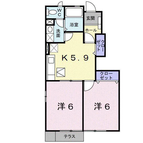 メルヴェーユII(2K/1階)の間取り写真
