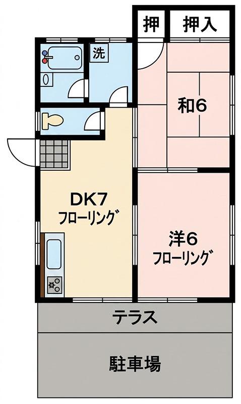 第1内田ハイム(2DK/1階)の間取り写真