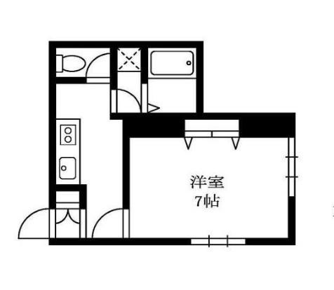 ヒルサイド(1K/1階)の間取り写真