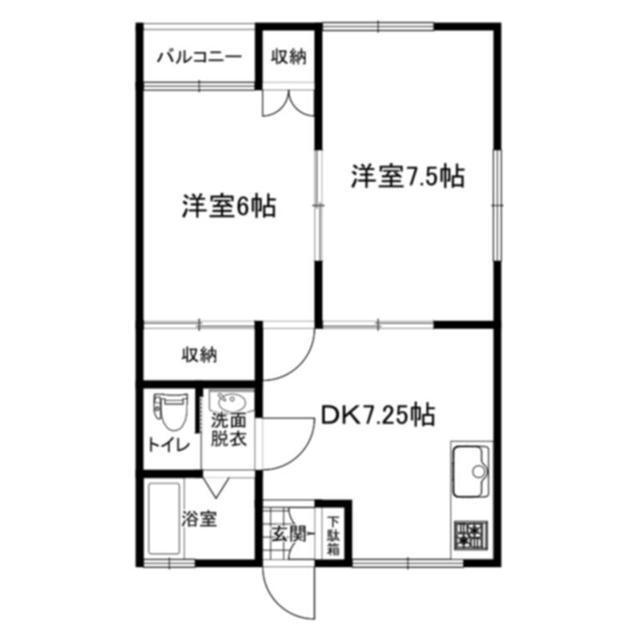 セジュールA(2DK/2階)の間取り写真