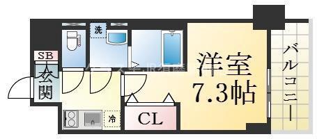 レジュールアッシュ神戸グランフィール(1K/5階)の間取り写真