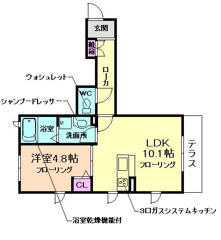ルミネンスAK(1LDK/1階)の間取り写真