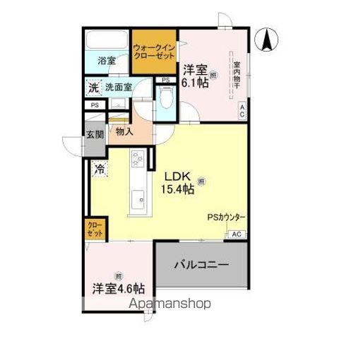 エクレール沢之町(2LDK/2階)の間取り写真