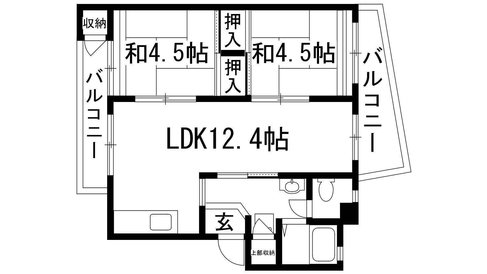 逆瀬川19号棟(2LDK/5階)の間取り写真