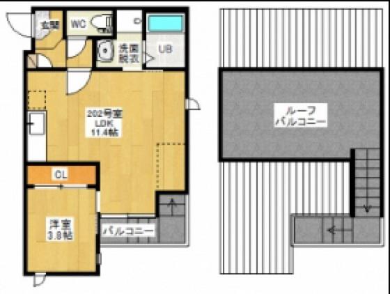 GRANDTICなごみ(1LDK/2階)の間取り写真