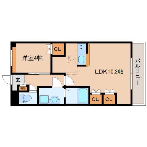 ディアグランディ(1LDK/1階)の間取り写真