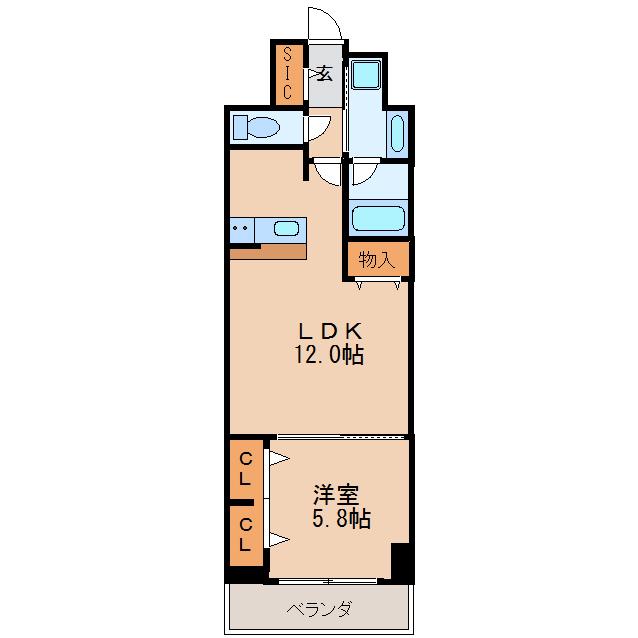 グランルクレ新栄イースト(1LDK/4階)の間取り写真