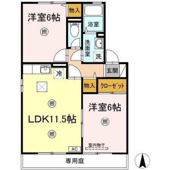 パークサイド(2LDK/1階)の間取り写真