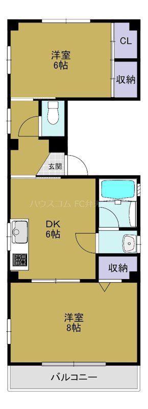 モデラート弁天(2DK/3階)の間取り写真