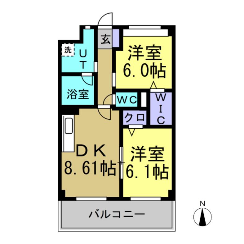ＪＲ東海道本線 共和駅 徒歩20分 3階建 築23年(2LDK/2階)の間取り写真