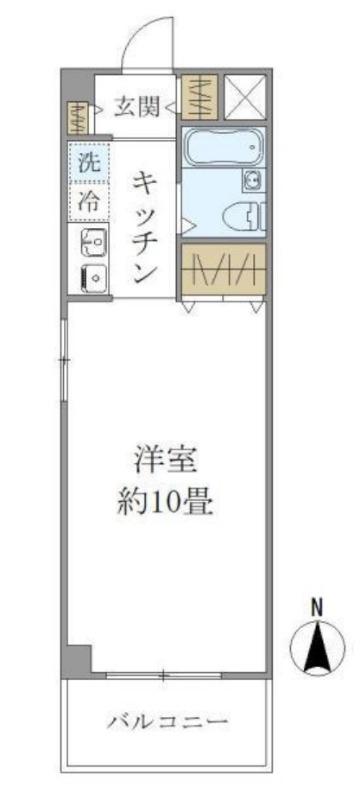 ヒルズコート海岸通(1K/3階)の間取り写真