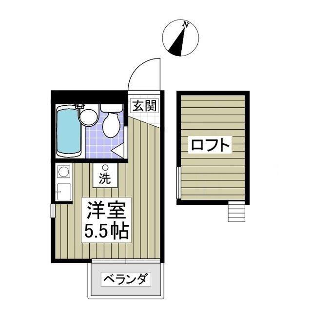 グリーンハイツIII(ワンルーム/2階)の間取り写真
