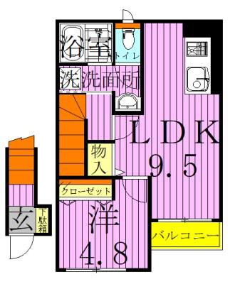 E・Mグローリア(1LDK/2階)の間取り写真