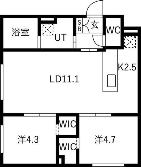 MUT月寒西(2LDK/2階)の間取り写真