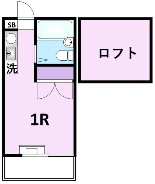 ロティドゥ(ワンルーム/1階)の間取り写真