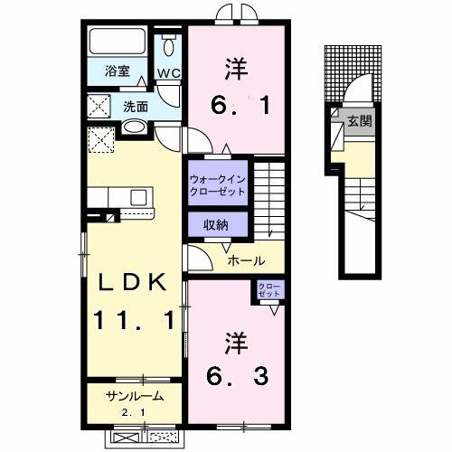 リベルタージュビフレ I(2LDK/2階)の間取り写真